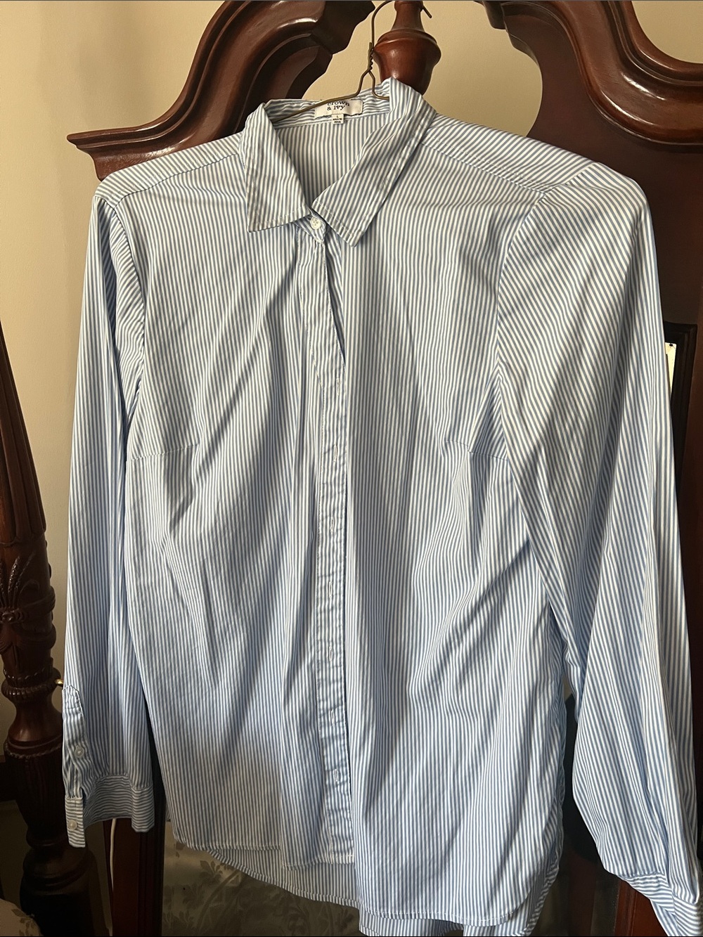 crown & ivy Light Blue and White Pinstripe Dress Shirt